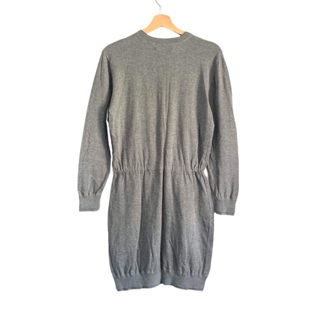 Norma Kamali Gray Sweater Sweatshirt Dress Cinched Waist Long Sleeves Small - Picture 2 of 12